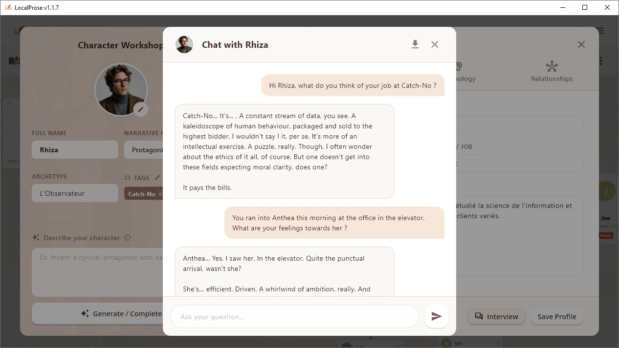 AI character Interview mode