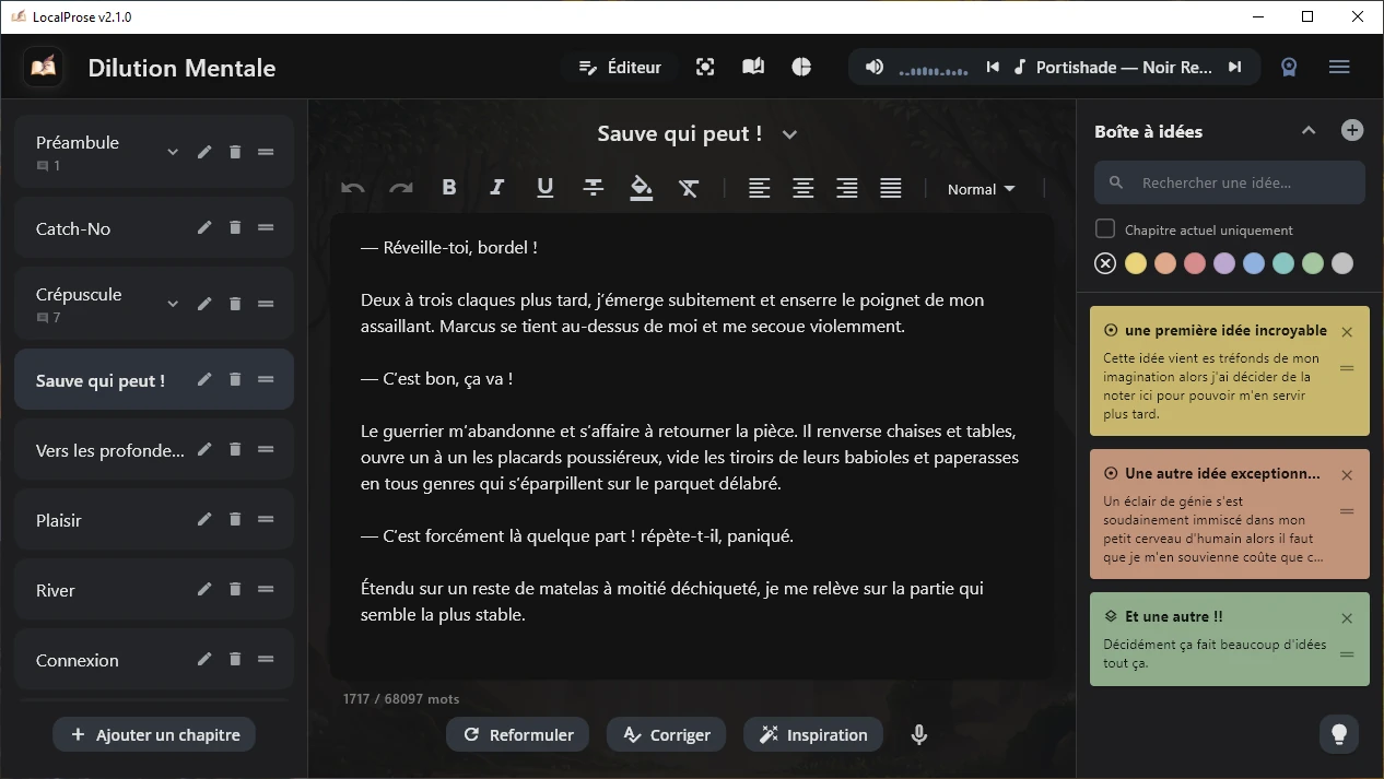 Éditeur (mode sombre)