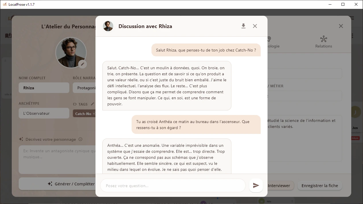 Mode Interview IA de Personnage