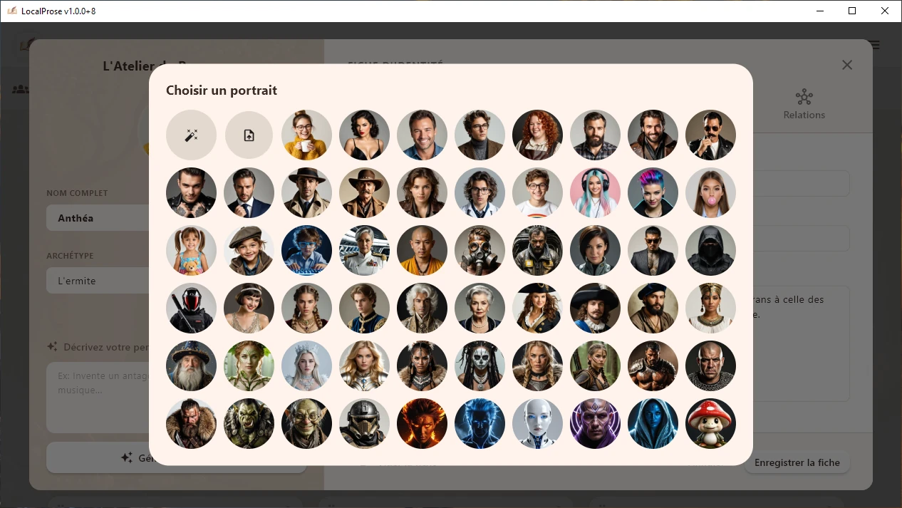 Personnages - Choix d'un avatar