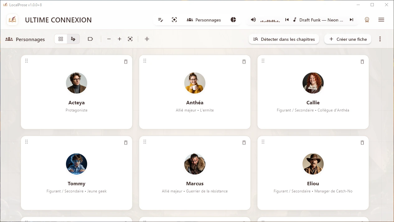 Personnages - Vue d'ensemble