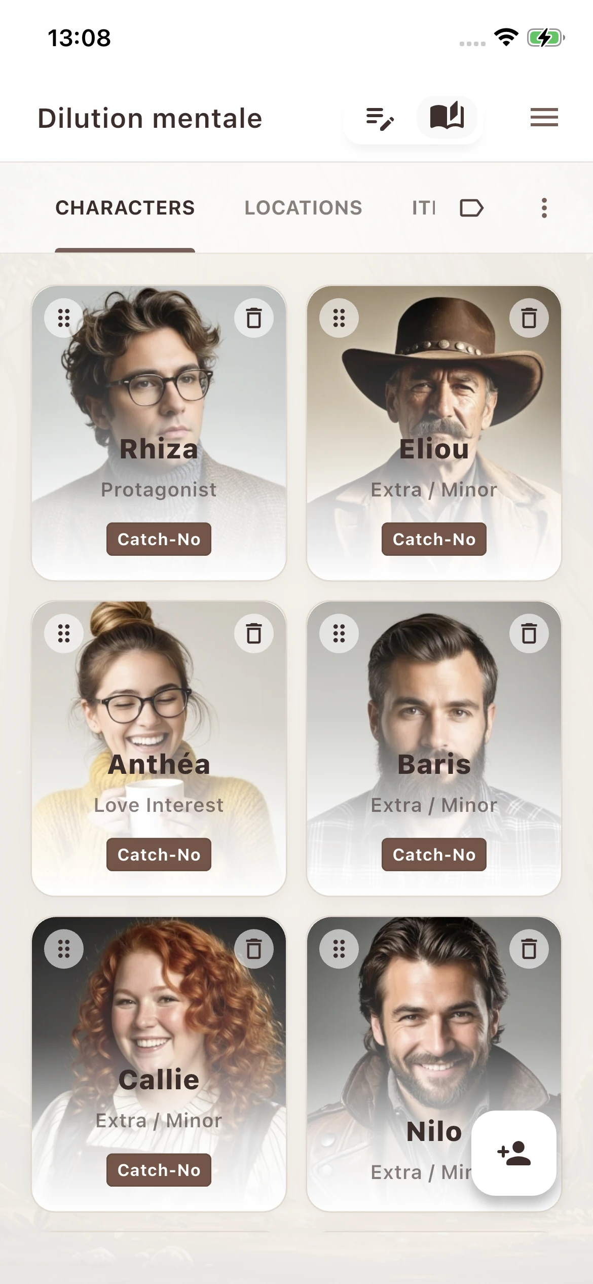 Mobile App - Characters (light mode)