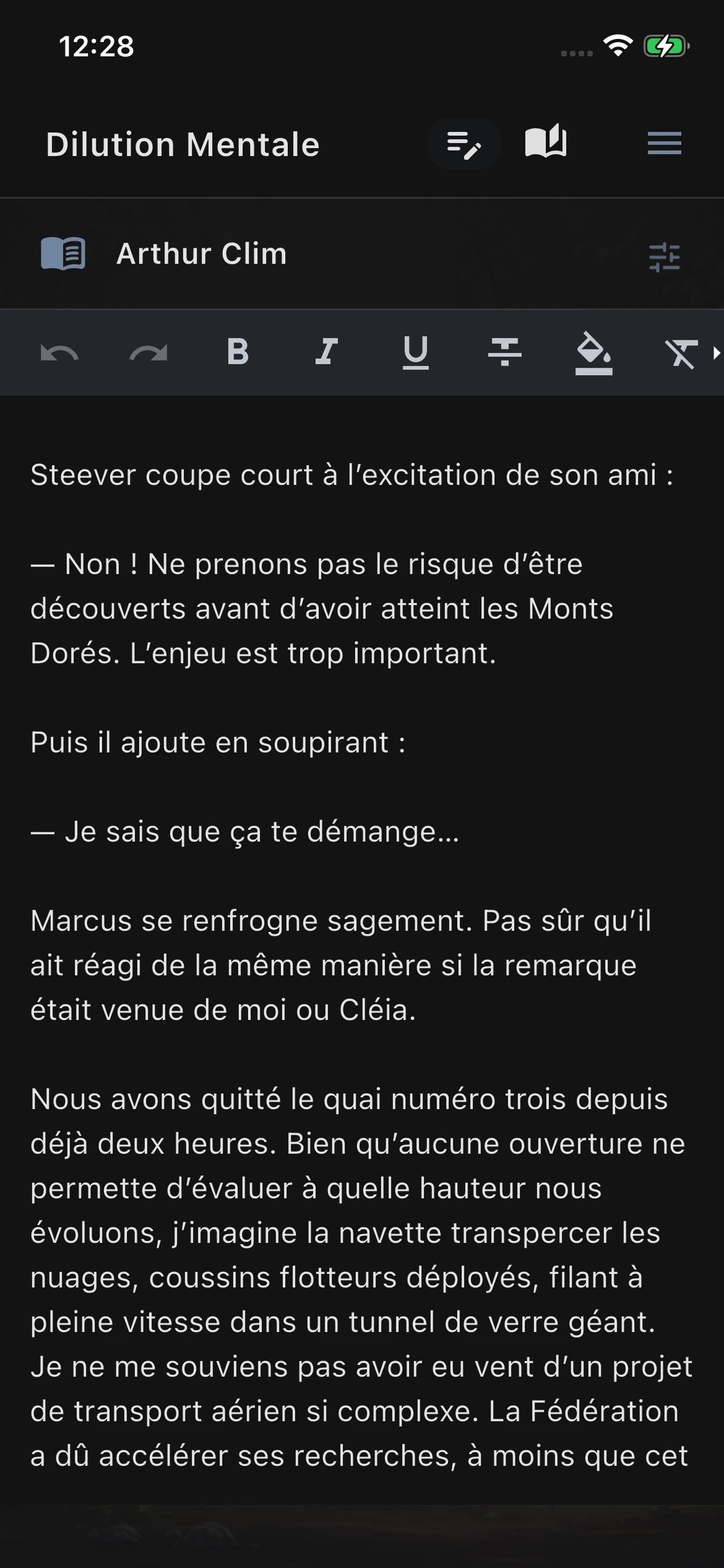 App Mobile - Éditeur (mode sombre)